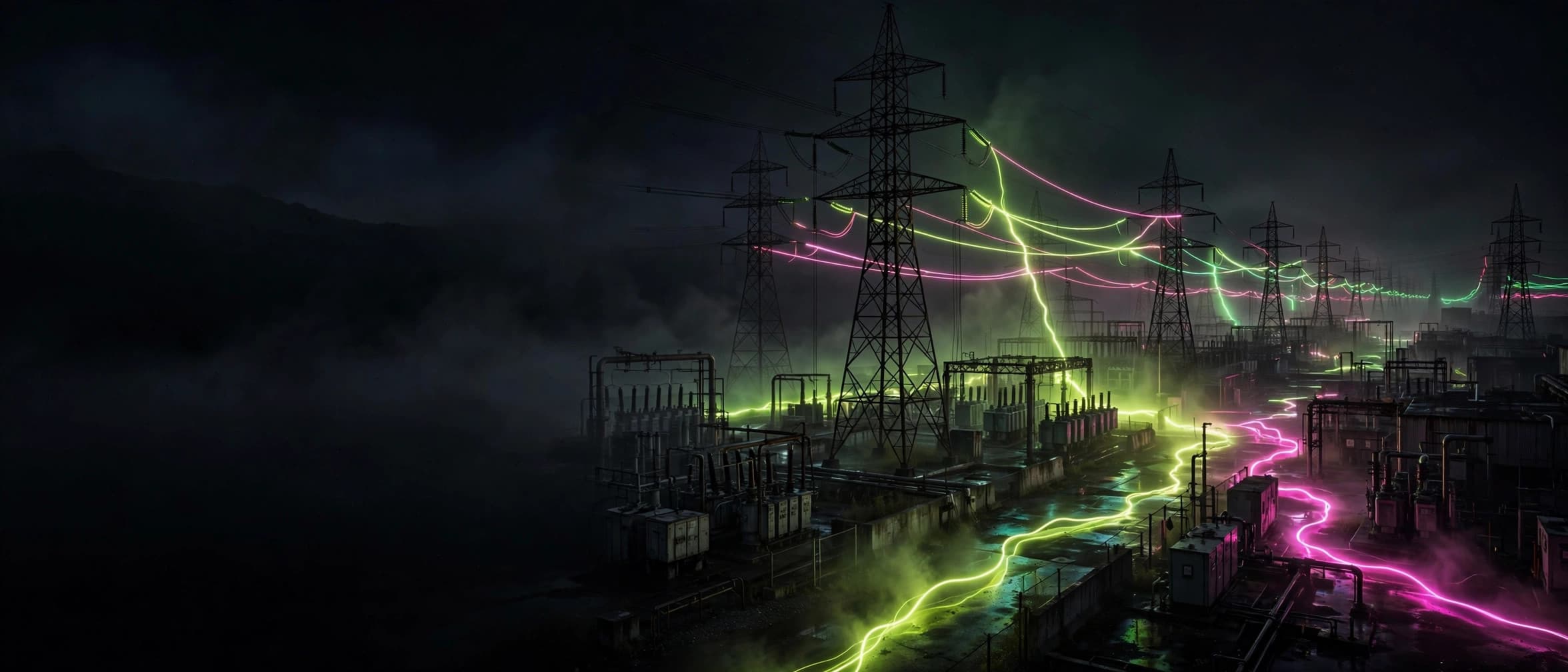 Power infrastructure at night